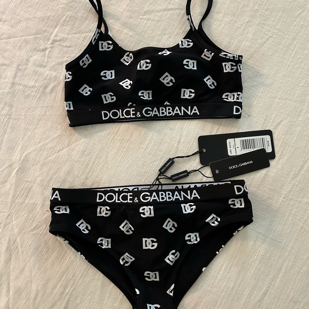 Dolce & Gabbana Black and White kids swim suit bikini